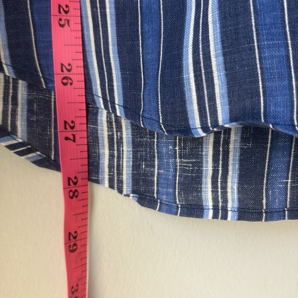 Polo Ralph Lauren 100% Linen Men's Blue Striped Button Up Current Shirt Sz M - Picture 6 of 8